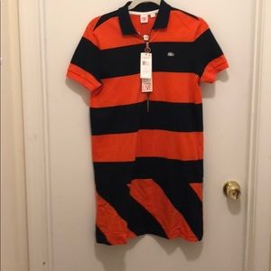 Lacoste stretch orange and navy dress